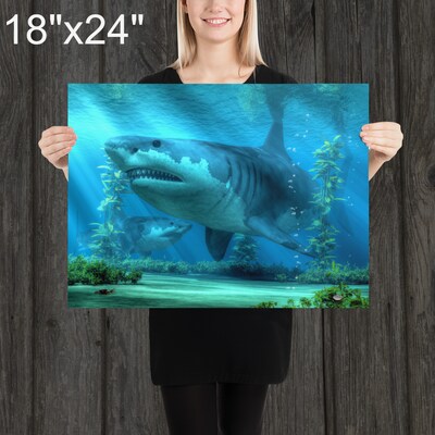 The Biggest Shark - Print - Megalodon Wall Art - image4